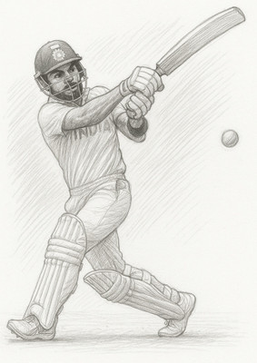 DHVANI Virat Kohali Sketches 8.5X12 Inch Digital Reprint 12 inch x 8.5 inch Painting(Without Frame)