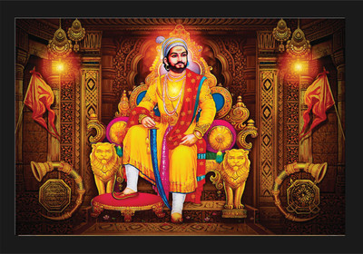 jog craft chhatrapati shivaji maharaj, shivaji maharaj photo, Digital Reprint 10 inch x 14 inch Painting(With Frame)