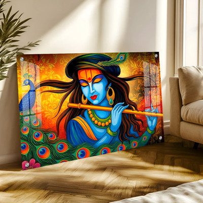 The HangingStory Radha-Krishna Wall Painting for Living Room Bedroom – Traditional Art Digital Reprint 18 inch x 24 inch Painting(With Frame)