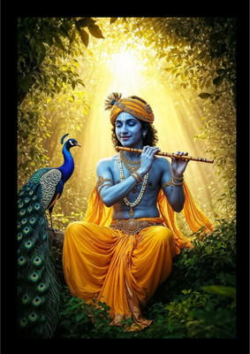 HSB INFRA Shree Krishna Ji Photo Frame – Divine Love Wall Art for Home & Temple Digital Reprint 12 inch x 9 inch Painting(With Frame)