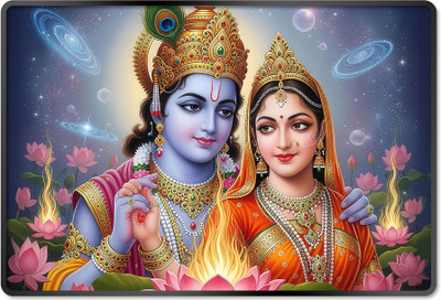 Indianara Radha Krishna Painting for Living | Bedroom | Pooja Room | Hotel Digital Reprint 12 inch x 18 inch Painting(With Frame)