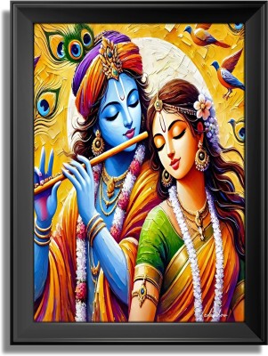 Framing Premium Colourful Radha Krishna Graphic Image Wall Framed Painting | Digital Reprint 18 inch x 12 inch Painting(With Frame)