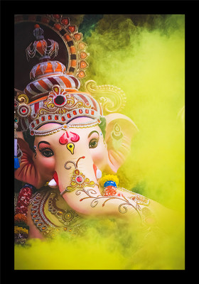 jog craft ganesh ji photo frame| ganeesh ji painting| ganesh ji photo Digital Reprint 20 inch x 14 inch Painting(With Frame)