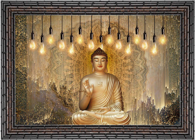 Indianara Gautam Buddha Without Glass Framed Art Print for Room Decor Digital Reprint 10 inch x 13 inch Painting(With Frame)