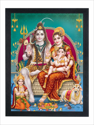 Devatwal Lord Shiva With Parvati Mata / Shiv Ji Photo Frame For Wall Mounted Painting Digital Reprint 14 inch x 10 inch Painting(With Frame)