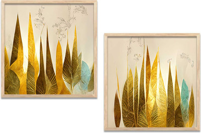 KOTART Floral Wall Art Home Decor Wall Painting For Living Room Office Bedroom Digital Reprint 13 inch x 13 inch Painting(With Frame, Pack of 2)