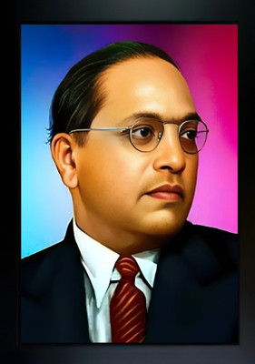 Meclay Arts Ambedkar Photo Frame A4 Size | Includes jay bheem Photo|Dr Bheem Rao Ambedkar Acrylic 14 inch x 10 inch Painting(With Frame)