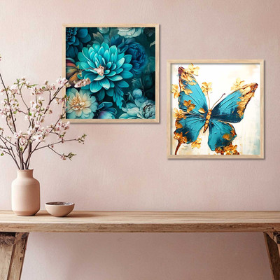 KOTART Modern Wall Art Painting with Frames | Wall Frames For Living Room Office Digital Reprint 13 inch x 13 inch Painting(With Frame, Pack of 2)