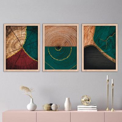 Rainbow Arts Digital Reprint 14 inch x 11 inch Painting(With Frame, Pack of 3)