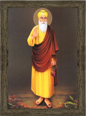 Indianara Guru Nanak Dev Ji Painting (4403EBY) -Synthetic Frame, 10 x 13 Inch Digital Reprint 13 inch x 10.2 inch Painting(With Frame)