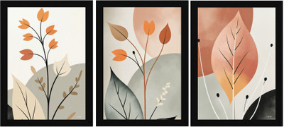 FRIZZY ARTS Abstract Floral Wall Art Digital Reprint 13 inch x 10 inch Painting(With Frame, Pack of 3)