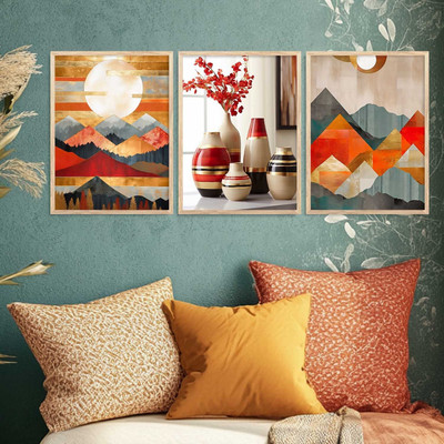 PIXSIN Digital Reprint 17 inch x 13 inch Painting(With Frame, Pack of 3)