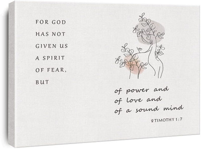 Vedic Vastu Canvas Print Decor for God Has Not Given Us 2 Timothy 1 : 7 Wall Painting Canvas 16 inch x 12 inch Painting(With Frame, Pack of 2)