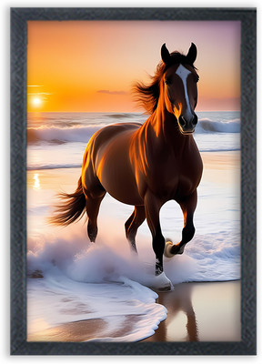Choudhary Bro Horse Painting For Wall Mount wall For Gift Happy Brithday us Digital Reprint 13 inch x 10 inch Painting(With Frame)