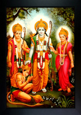 CrowdHall Shri Ram Photo Frame | Sita Ram Photo Frame Digital Reprint 13.5 inch x 10 inch Painting(With Frame)