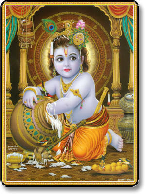 saf krishna UV Textured Multi-Effect Painting Digital Reprint 14 inch x 11 inch Painting(With Frame)