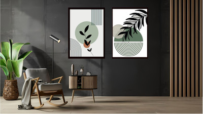 Dekozi DEKOZI Canvas Abstract Botanical Canvas Set Canvas 12 inch x 18 inch Painting(With Frame)