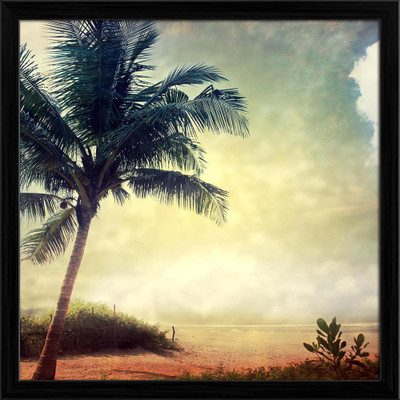 Artzfolio Grunge Palm Canvas Painting Black Synthetic Frame 24 x 24 inch (61 x 61 cms) Canvas 24 inch x 24 inch Painting(With Frame)