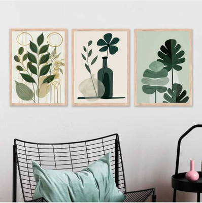 Advik Wood Wall Painting Set Of 3 Acrylic 13 inch x 9 inch Painting(With Frame, Pack of 3)