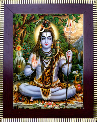 Manas Shiv JI Digital Painting Hanging Photo Frame Decorative Item for Watercolor 10 inch x 8 inch Painting(With Frame)