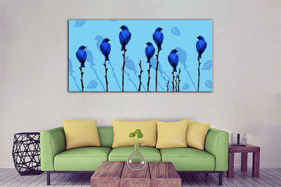 Aadee craft Blue birds Wall Art Canvas Print– 24x48 In Canvas 24 inch x 48 inch Painting(Without Frame)