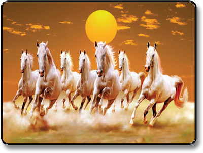 saf 7 Horses Sunrise FRAMED UV COATED Digital Reprint 10 inch x 14 inch Painting(With Frame)