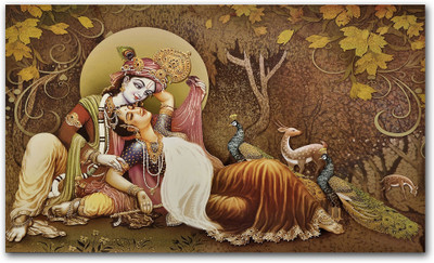 Anweshas Rolled Canvas Painting Without Frame for Home & Office - Radha Krishna RK10 Canvas 20 inch x 32 inch Painting(Without Frame)