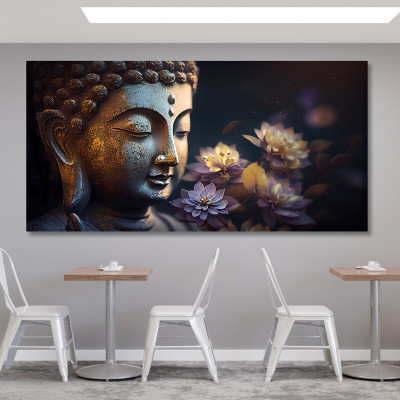 saf Unframed Rolled Art Print Lord Buddha Canvas For Home Décor CR-220(Multicolor)