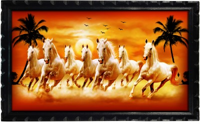 mperor Seven Running Horses Vastu Wood Framed Digital Reprint 18 inch x 12 in Digital Reprint 18 inch x 12 inch Painting(With Frame)