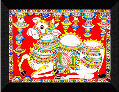 saf 14 cm Pichwai Cow Religious Wall Décor Painting Self Adhesive Sticker(Pack of 1)