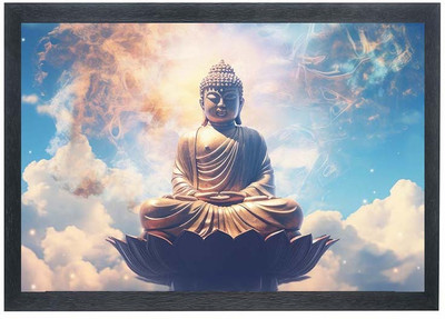 Shree Shyam Lord Buddha / Gautam Buddha Photo Frame For Wall Mounted Painting Digital Reprint 10 inch x 14 inch Painting(With Frame)