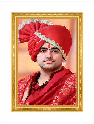 Designocracy bageshwar dham balaji dhirendra krishna shastri maharaj photo frame Digital Reprint 8.25 inch x 11.75 inch Painting(With Frame)