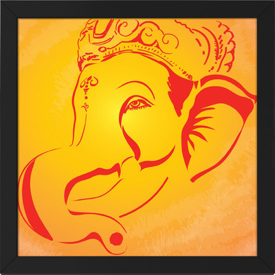 Ritwika's Ganesha Multicolored Religious Matte Textured Frame Painting Digital Reprint 13.5 inch x 13.5 inch Painting(With Frame)