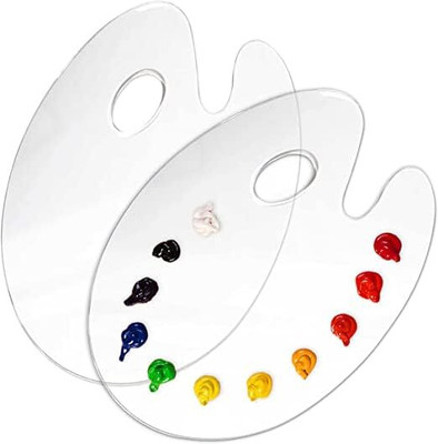 EHKO Acrylic 2 Paint Wells Palettes  with Lid(Set of 2, White)