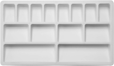 Stadash 4 Pcs Rectangle Shape Colour Mixing Palette Plastic Color Mixing Tray for Artist 14 Paint Wells Palettes(Set of 4, White)
