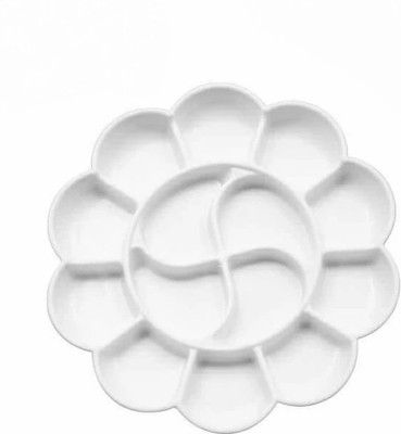 KHYATI Acrylic 10 Paint Wells Palettes(Set of 1, White)