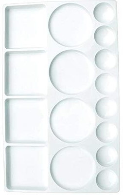 Qalam Kaari Rectangle Plastic Painting Palette with 16 Well 16 Paint Wells Palettes(Set of 1, White, Beginners to Professional, Use for DIY Art & Crafts, Paintings)