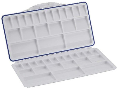 Qalam Kaari Air Tight Folding Colour Mixing Plastic Painting Palette 21 Paint Wells Palettes(Set of 1, White)