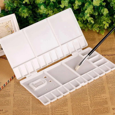 Futurekart Plastic 34 Paint Wells Palettes  with Lid(Set of 1, White)