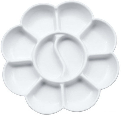 53 Arts plastic 14 Paint Wells Palettes(Set of 1, White)