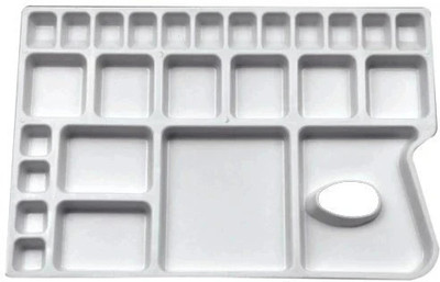 KHYATI Colour Mixing Palette - Rectangular 26 Paint Wells Palettes  with Lid(Set of 1, White)