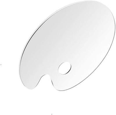 KRYTONE Clear Oval-Shaped Acrylic Painting Palette 14 X 8 INCH Transparent Plastic 1 Paint Wells Palettes(Set of 1, White)