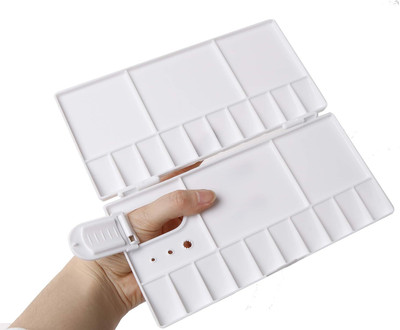 ART RANGER Plastic Palette for Painting,Colour Mixing Pallet,for Artists,Students & Kids 25 Paint Wells Palettes  with Lid(Set of 1, White)