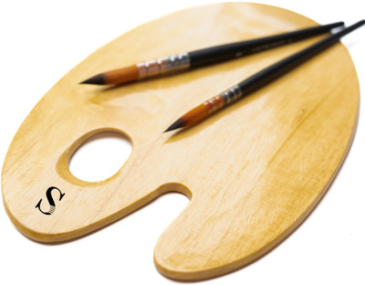 stationerie Wooden Plain 0 Paint Wells Palettes(Set of 1, Wood)
