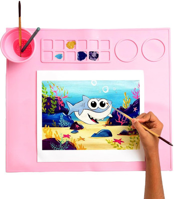 primetreads silicone 12 Paint Wells Palettes  with Lid(Set of 1, Pink)