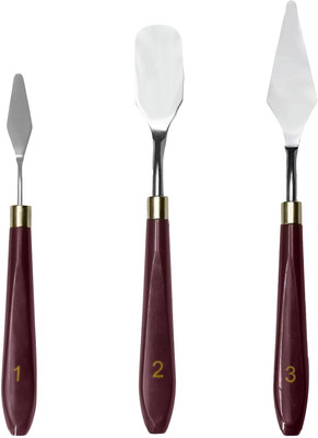 mapperz Wood, Stainless Steel 3 Paint Wells Palettes(Set of 3, Brown)