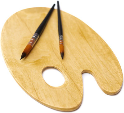 ArtRight Wooden 4 Paint Wells Palettes  with Lid(Set of 1, Wooden)
