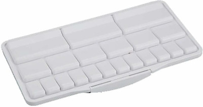 KHYATI Plastic 42 Paint Wells Palettes  with Lid(Set of 1, White)