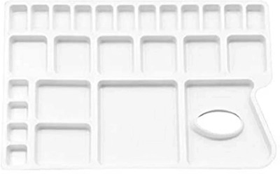 KHYATI Big Rectangle Shape Color Mixing Plate with 26 Paint Wells Palettes(Set of 1, White)