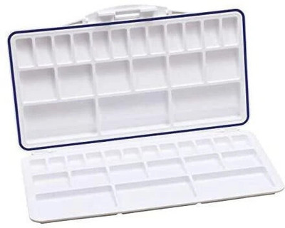 KHYATI plastic 24 Paint Wells Palettes  with Lid(Set of 1, White)